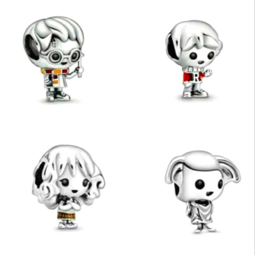 4pcs Harry  Potter Silver Charm Beads